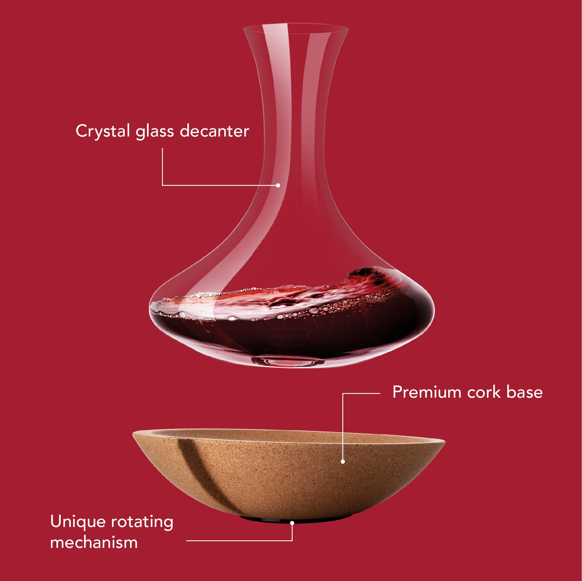 Vacu Vin Decantador Giratoria - Decantador de vino (Cristal)