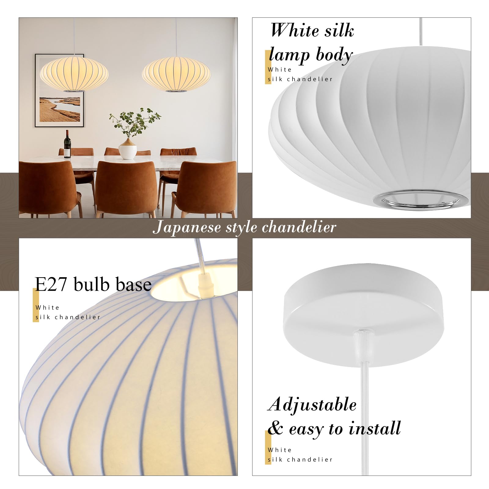 Moderner Stoff Deckenlampe Laterne Lampe Weiß Blase Deckenleuchte Japanischen Stil Hängelampe Lampenschirm Kunstseide Pendelleuchte Geeignet Für Wohnzimmer Esszimmer Schlafzimmer Foyer 40cm