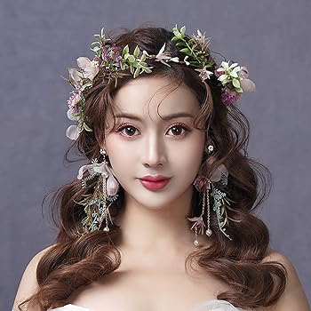 Amazon.co.jp: 花冠 イヤリング セット 花かんむり ヘッドドレス