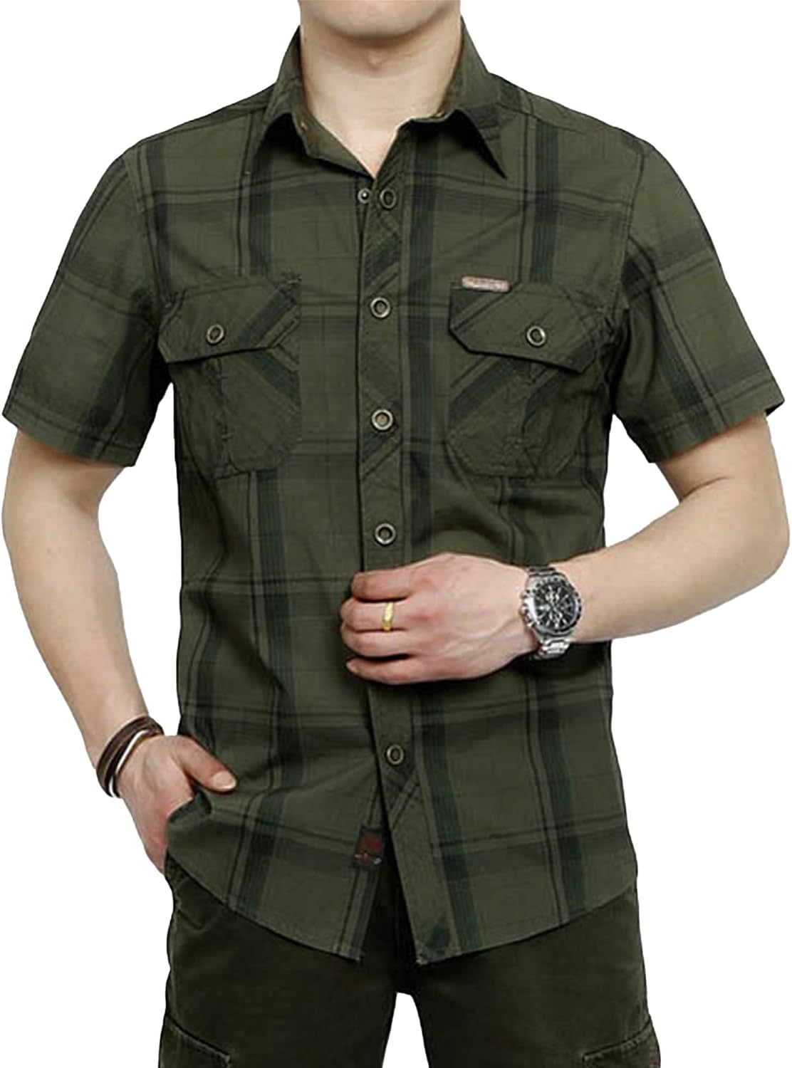 Short Sleeve Lapel Men Leisure Blouse Men Casual Button Commute Striped Shirt Classic Arc Hem Loose Fit Tops