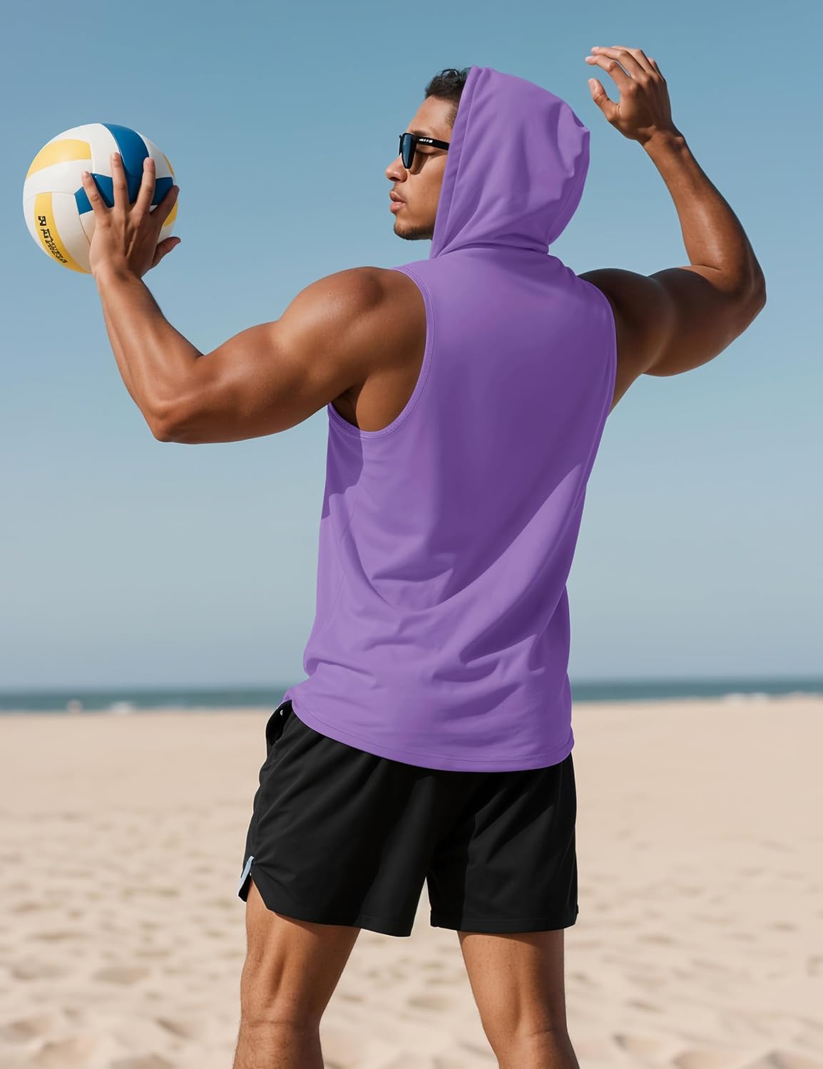 MAGCOMSEN Men‘s UPF 50+ Sleeveless Hoodie Sun Protection Cooling Muscle Tank Top for Workout Gym Fitness