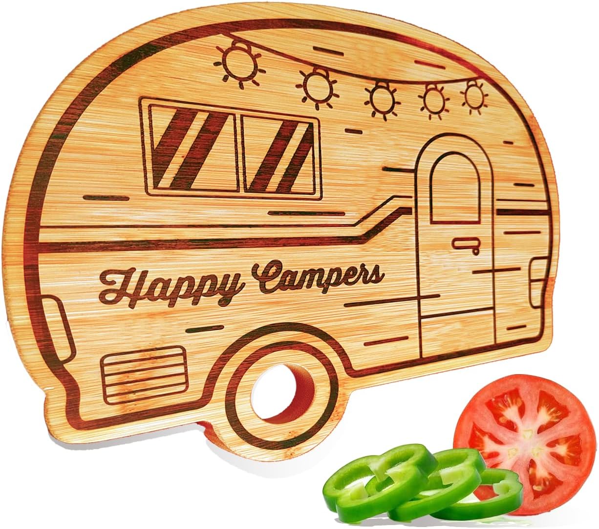 Rv Camper Cutting Board, Unique Cutting Boards for Kitchen, Practical Charcuterie Boards Rv Holiday Gifts, Wood Camping Gifts for Women, Small Camper Kitchen Essentials for Rv Camper Lovers