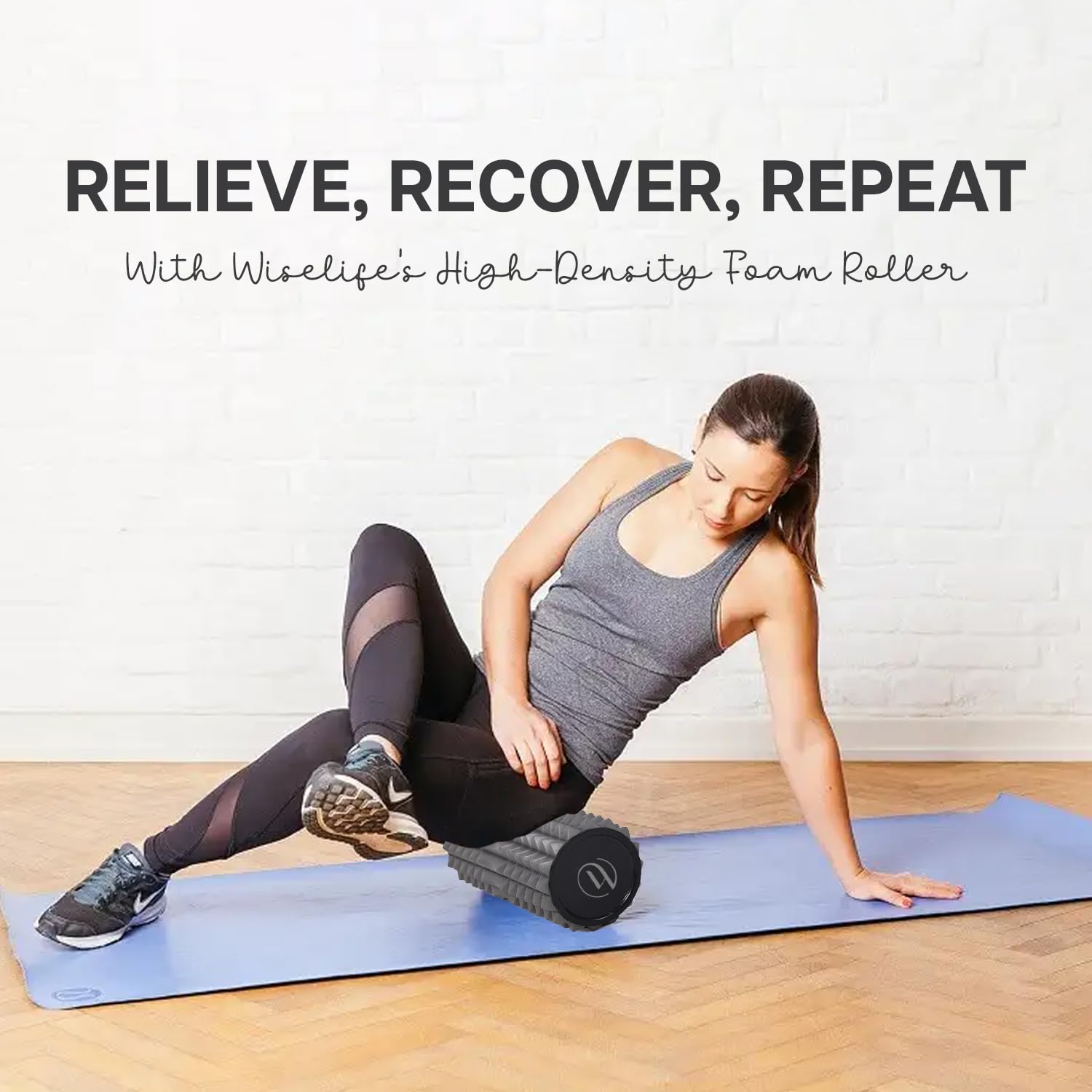 Wiselife Eco-Friendly Spikes Foam Roller | Premium Eva Foam | Light Weight & Travel-Friendly Foam Roller for Relieve Muscle Tightness, Soreness & Inflammation (Silver) 1