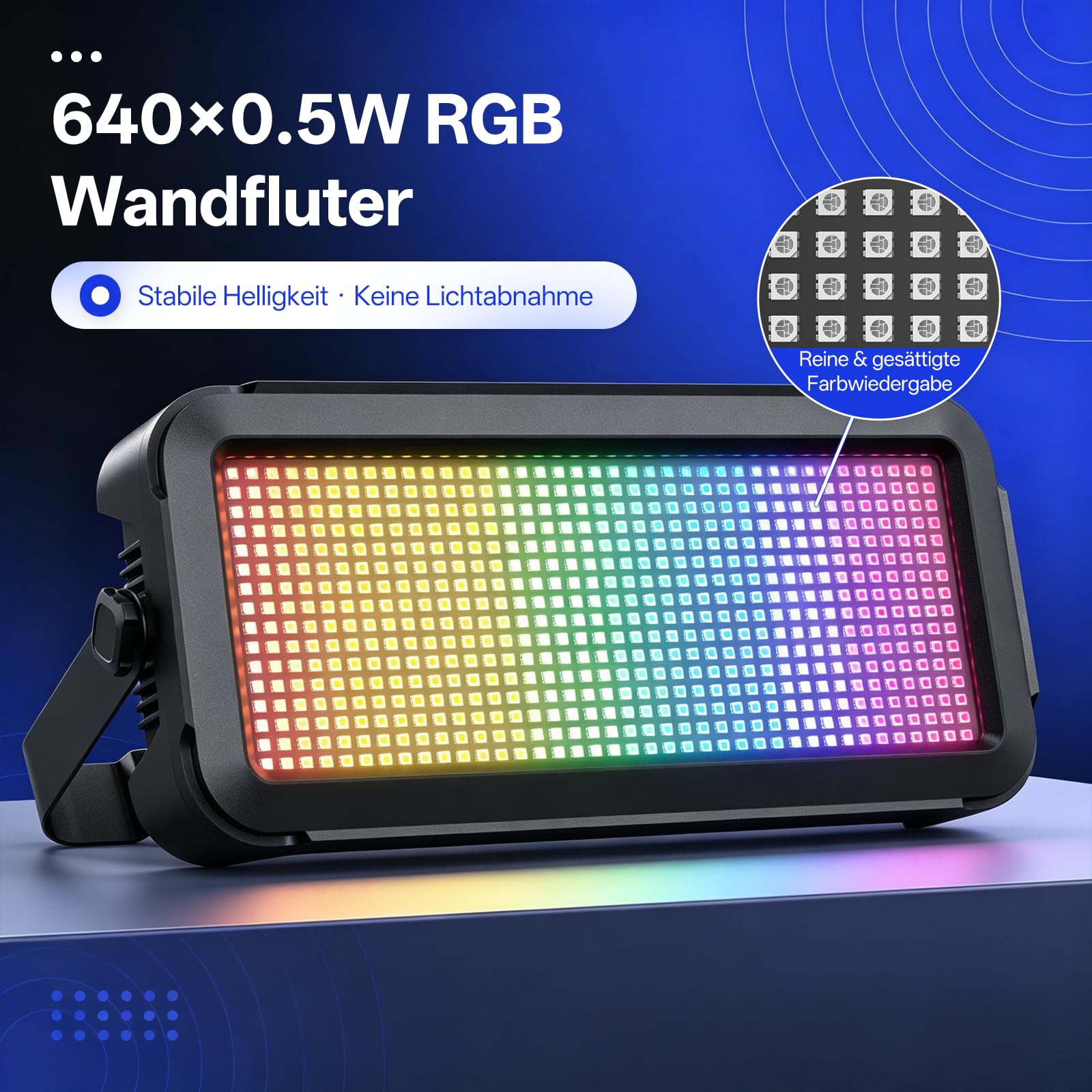 120W Wallwasher Luce da Palcoscenico RGB, 640 LEDs con Effetti di Stroboscopica, Illuminazione Palco DMX con Suono Attivato und 32 Effetti di Luce, Faro LED per Matrimoni Cortili Palchi