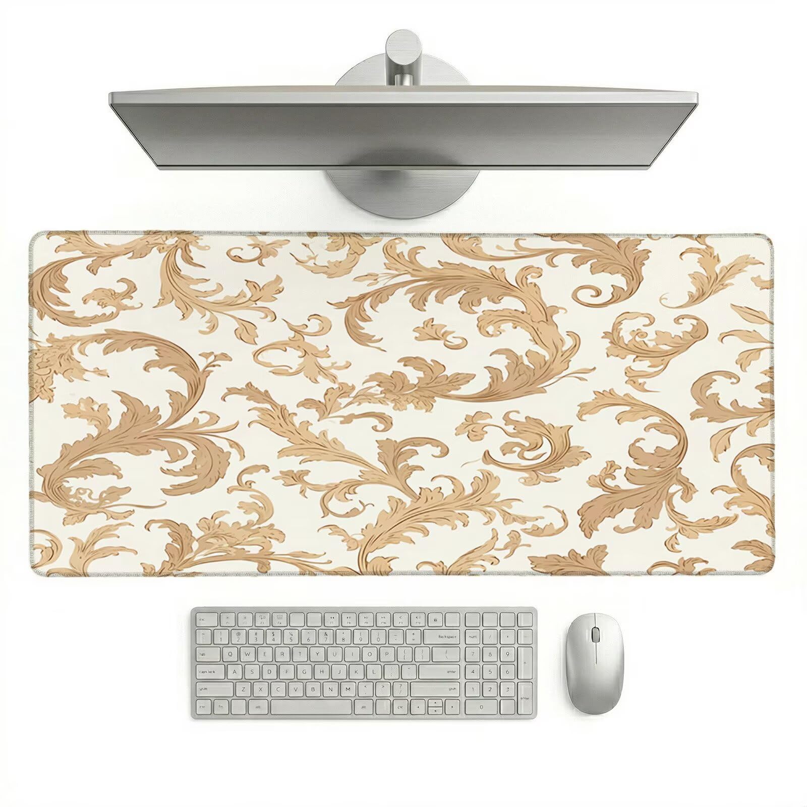 Sottomano Scrivania Grande 1200 x 600 x 3 mm Nordico Tappetino Tastiera Computer con Base Antiscivolo e Bordi Cuciti, Protezione Impermeabile, per Lavoro, Casa e PC Gamer, Regali Uomini (Crema) L-x486