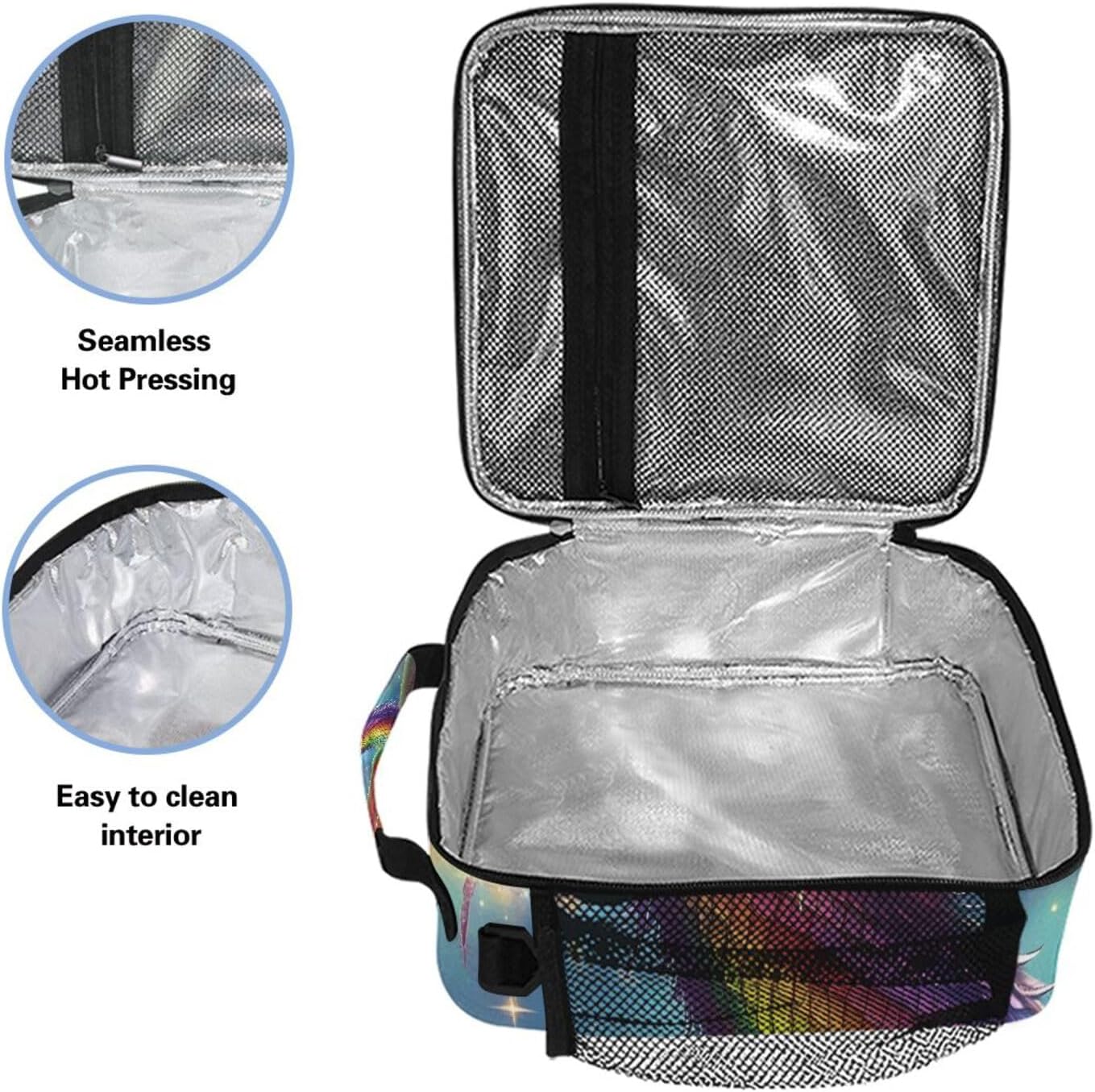ALAZA Rainbow Dragon Lunch Box for Women Men Kids Boys Girls Insulated Cooler Bag with Handle & Strap image 3