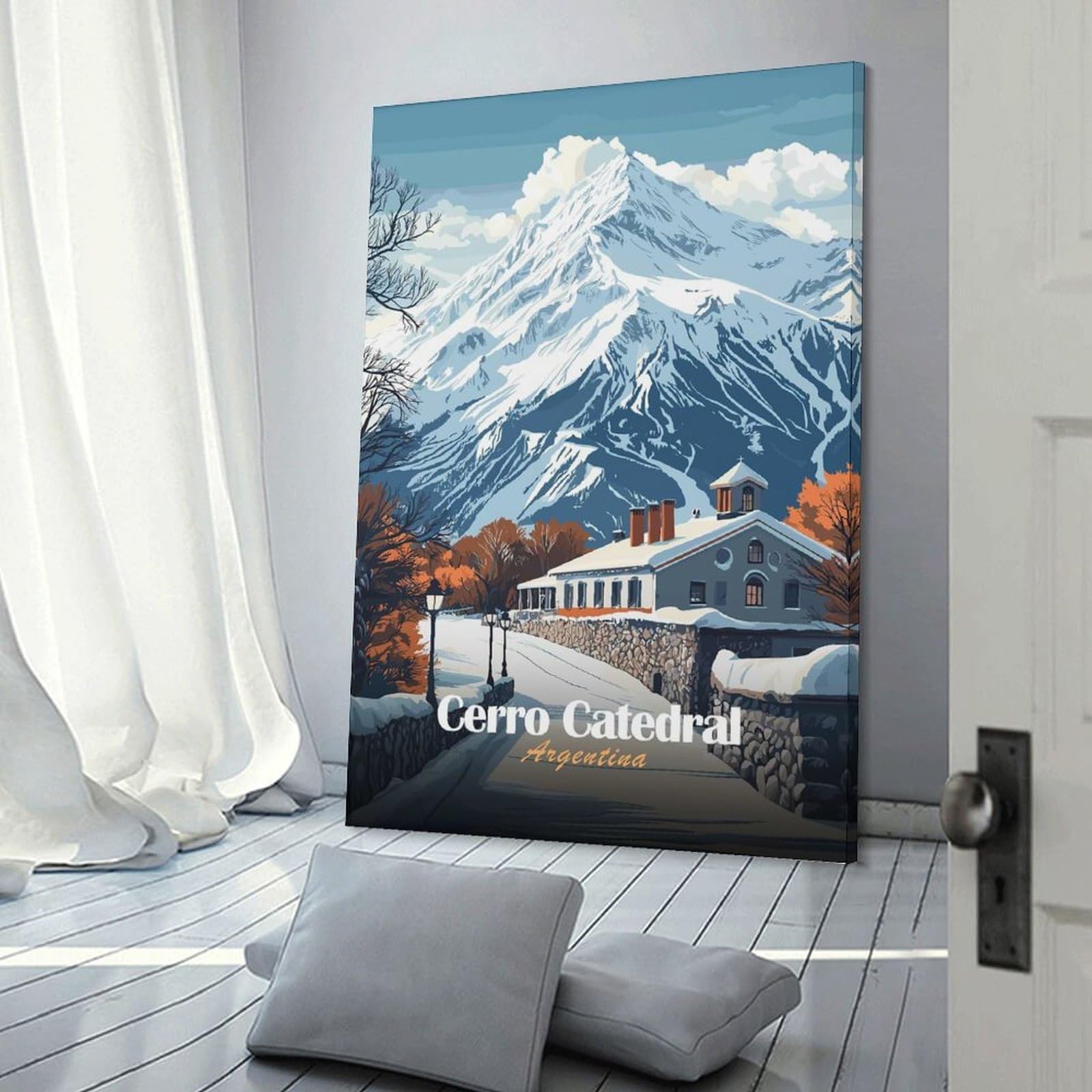Junmoney Room Decor Wall Art Cerro Catedral Argentina, 24x36inch(60x90cm), for Flats, Guest Rooms Or Compact Rooms, Wall Decor with Flexible Room Appeal