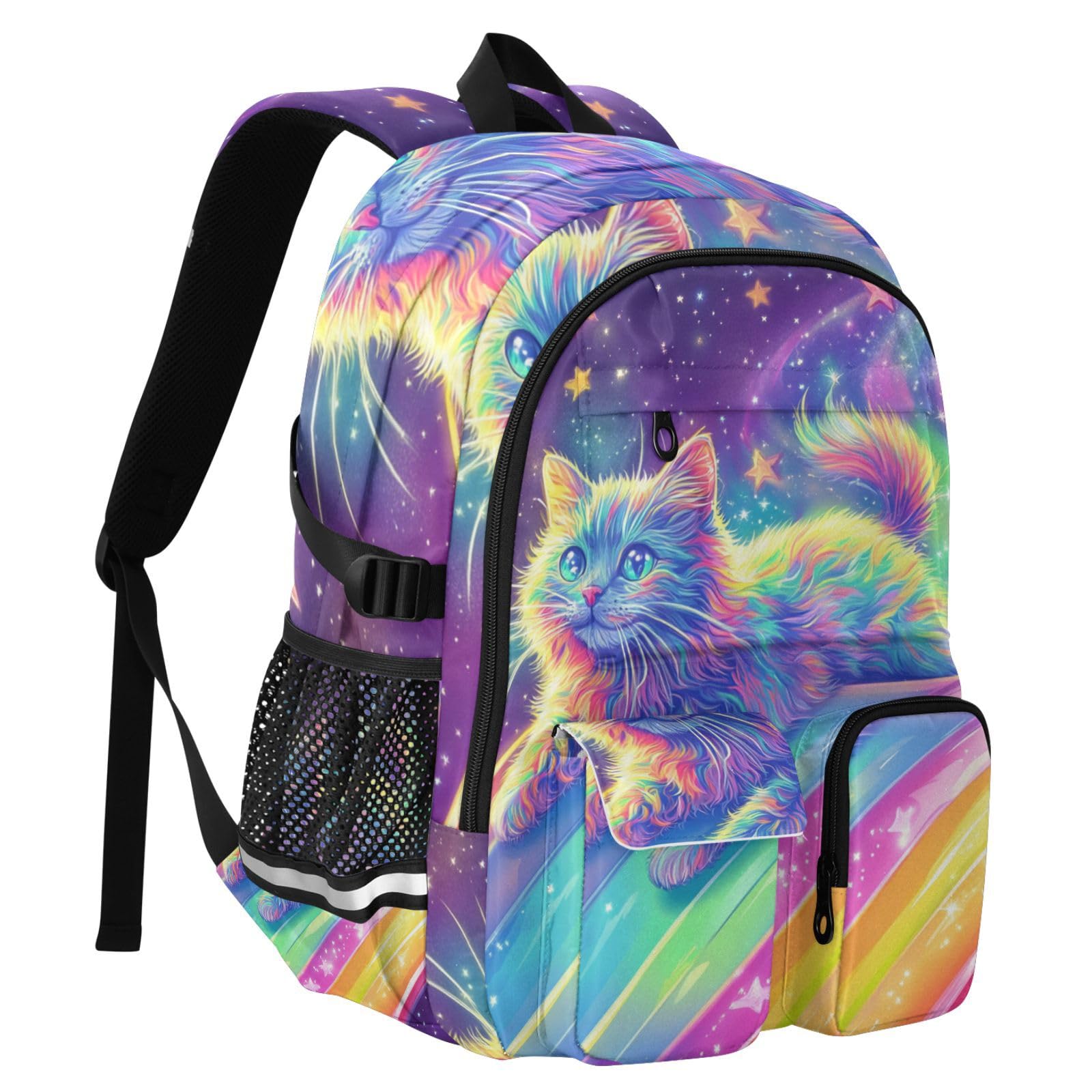 Grand sac à dos de voyage pour homme - Motif chat coloré - 44,5 cm - Sac à dos de travail pour adultes - Sac à dos d'affaires