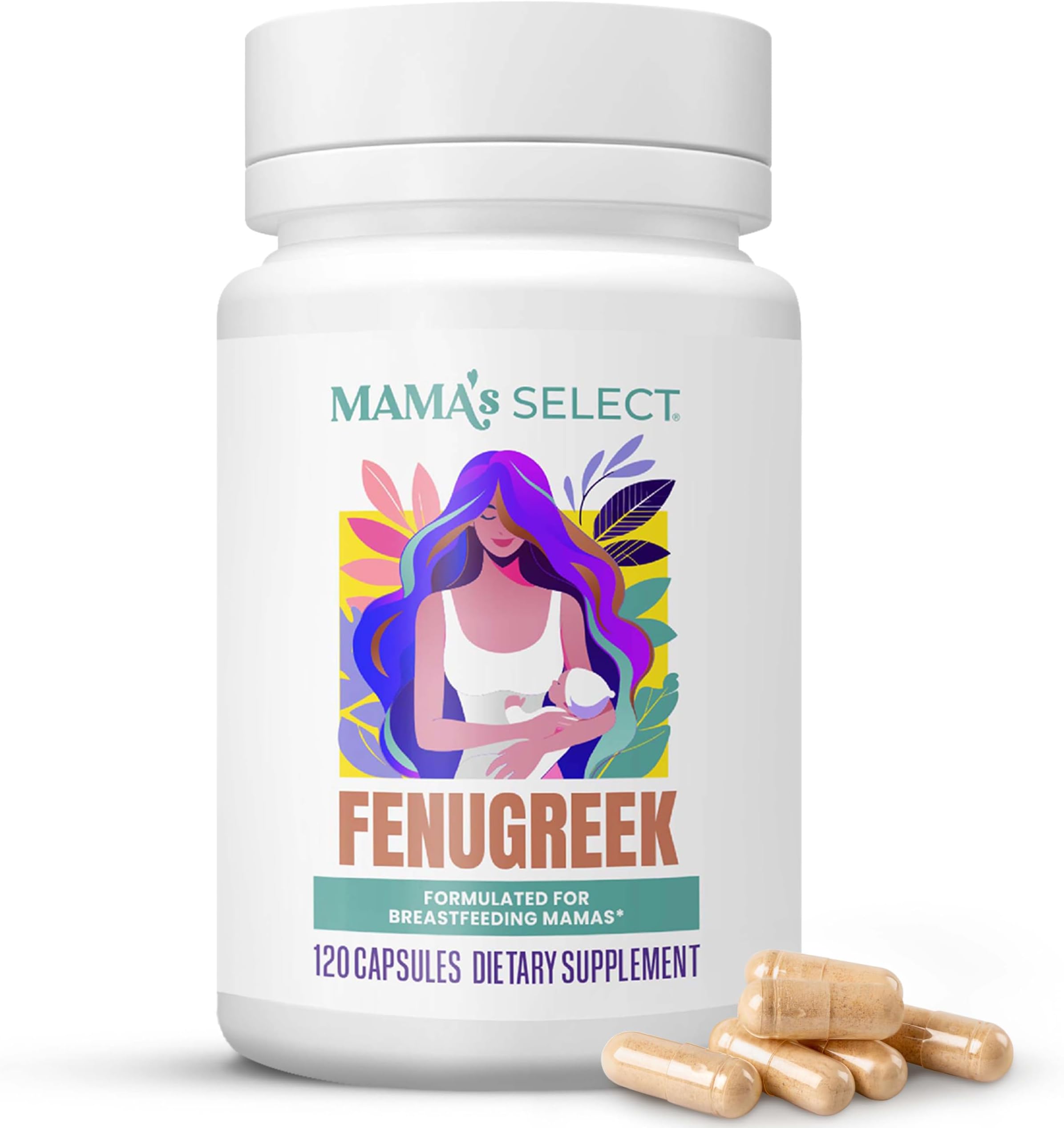 - Mama's Select Organic Fenugreek Capsules – Natural Herbal Lactation Supplement to Boost Milk Supply, Vegan Digestive Health Aid, Allergen-Free & Non-GMO, USA-Made for Breastfeeding Moms