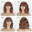 MISSQUEEN Light Brown Wavy Wig with Bangs Short Synthetic Curly Blonde Brown Highlight Wigs Heat Resistant Synthetic Fibre Wigs for Women Girls Daily Party Holiday Festival Chrismas Used