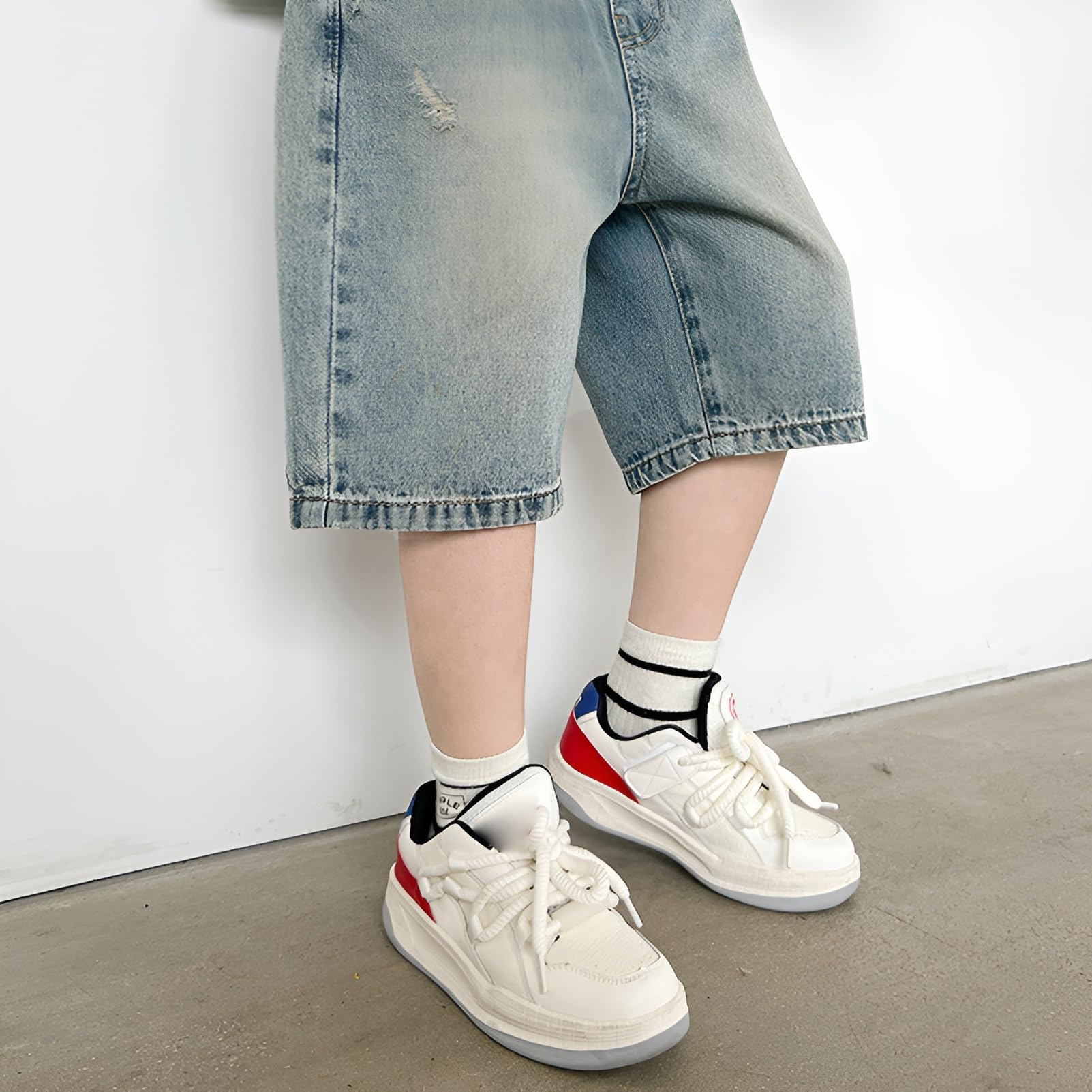 amropi Pantaloncini Jeans da Bambini e Ragazzi Corti Pantaloni in Denim Vita Elastica Larghi Bermuda Shorts per 3-12 Anni