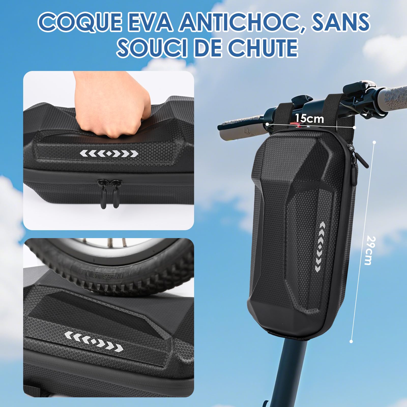 3L Sacoche Trotinette Electrique, Étanche Sac de Scooter, Accessoire Trotinette Electrique, Compatible avec Xiaomi Mijia, Ninebot, Sedway