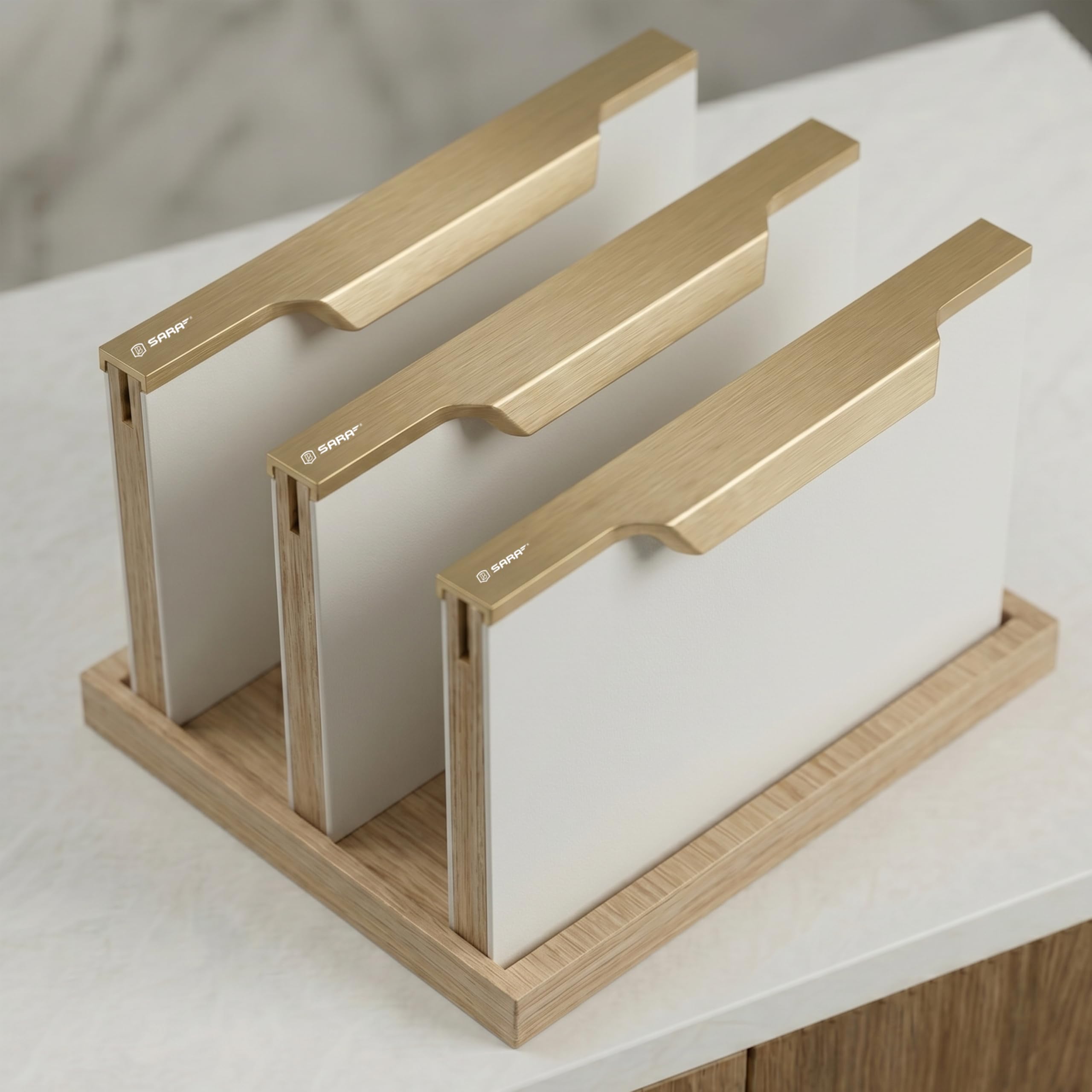 SARA Aluminium Profile Handle for Kitchen Cabinets & Wardrobes | Matt Gold Edge Pull Handle | Modern Top Mount Drawer & Door Handle | Pack of 3 | 24 Inch-image-9