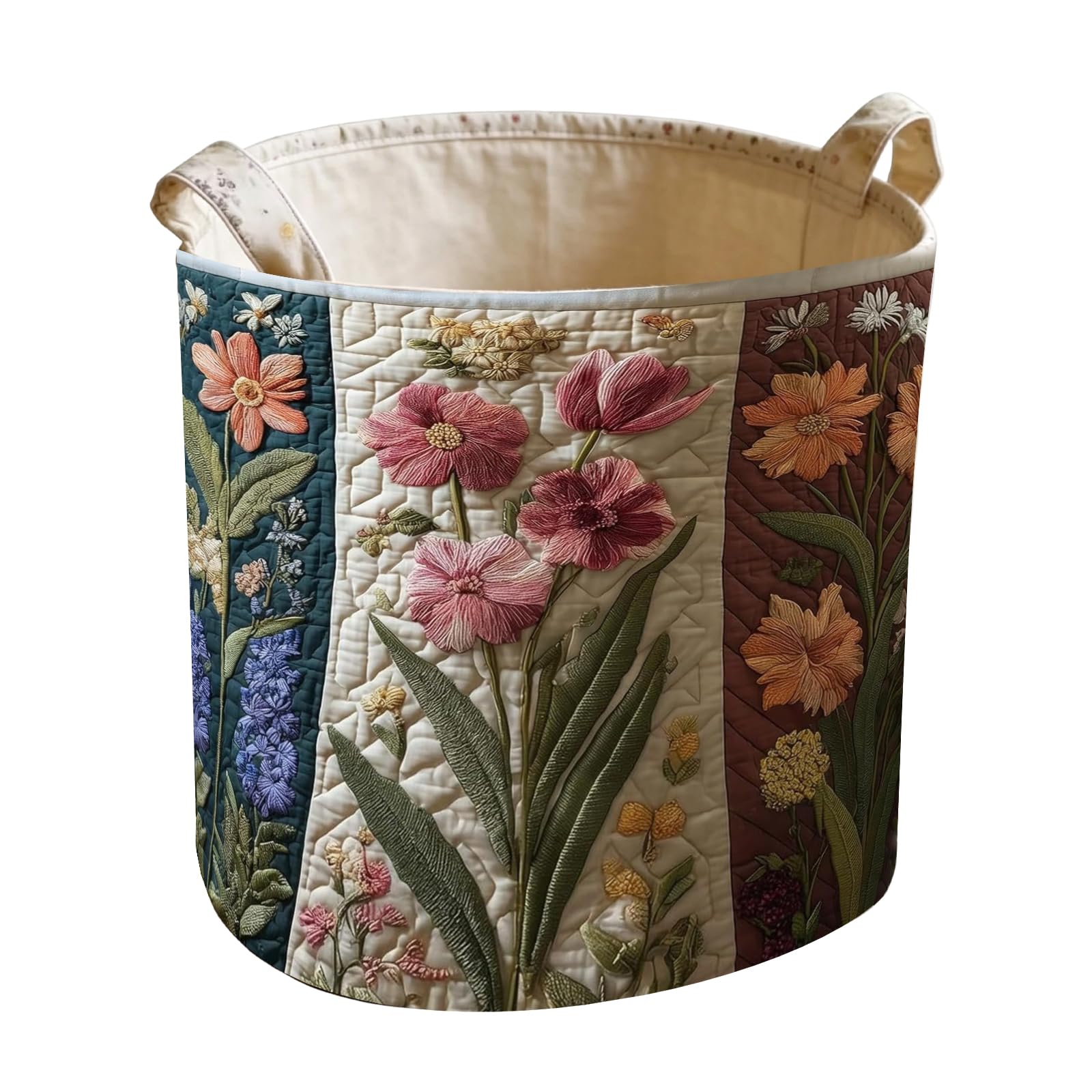 Multipurpose Foldable Dirty Clothes Hamper with Bohemians Floral Pattern and Handles Modern Patterned Laundry Solution Polyester Collapsing Laundry Bin