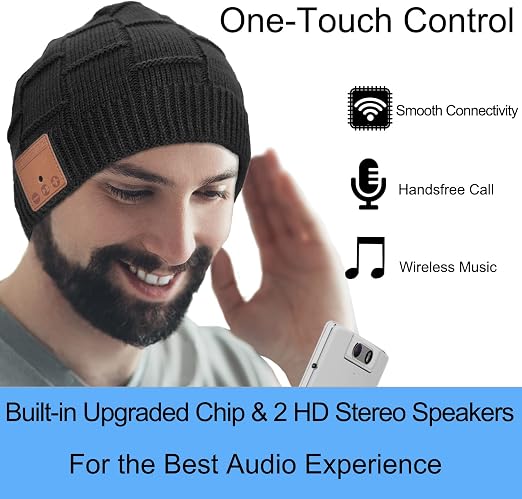 Berretto Invernale Con Bluetooth V5.2 – Cuffie Wireless Integrate – Microfono E Altoparlanti HD – 24 Ore Di Autonomia – Unisex - copertina