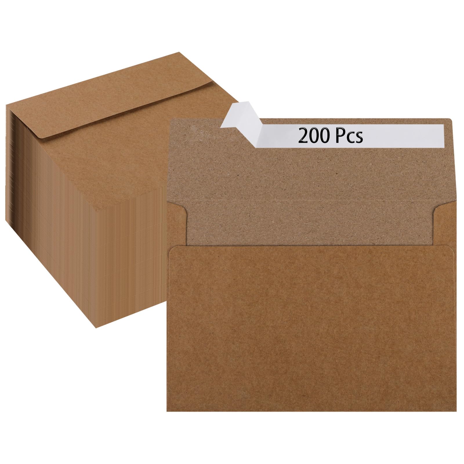 Lot de 200 enveloppes auto-adhésives A7 pour cartes de vœux et invitations Marron 120 g/m² Papier coloré de qualité supérieure pour mariage, papeterie