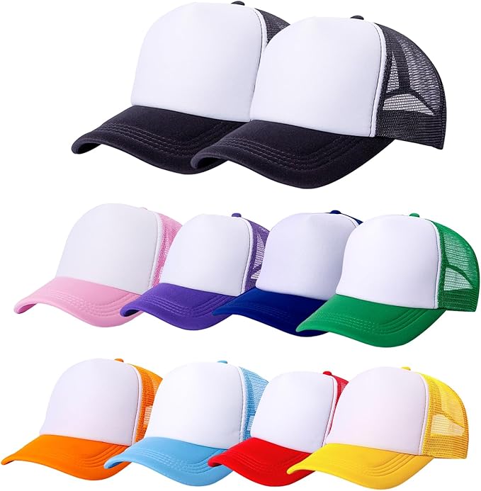 Ankmogela 10 Pack of Blank Trucker Hat Mesh Cap Men and Women Baseball Cap DIY Graffiti Hot Stamping Duck Tongue Cap
