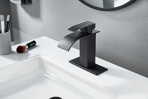 Miniatura 5 de Grifo de lavabo negro mate de 1 o 3 agujeros, grifos de una sola manija para fregadero de baño, lavabo de tocador moderno con drenaje emergente y