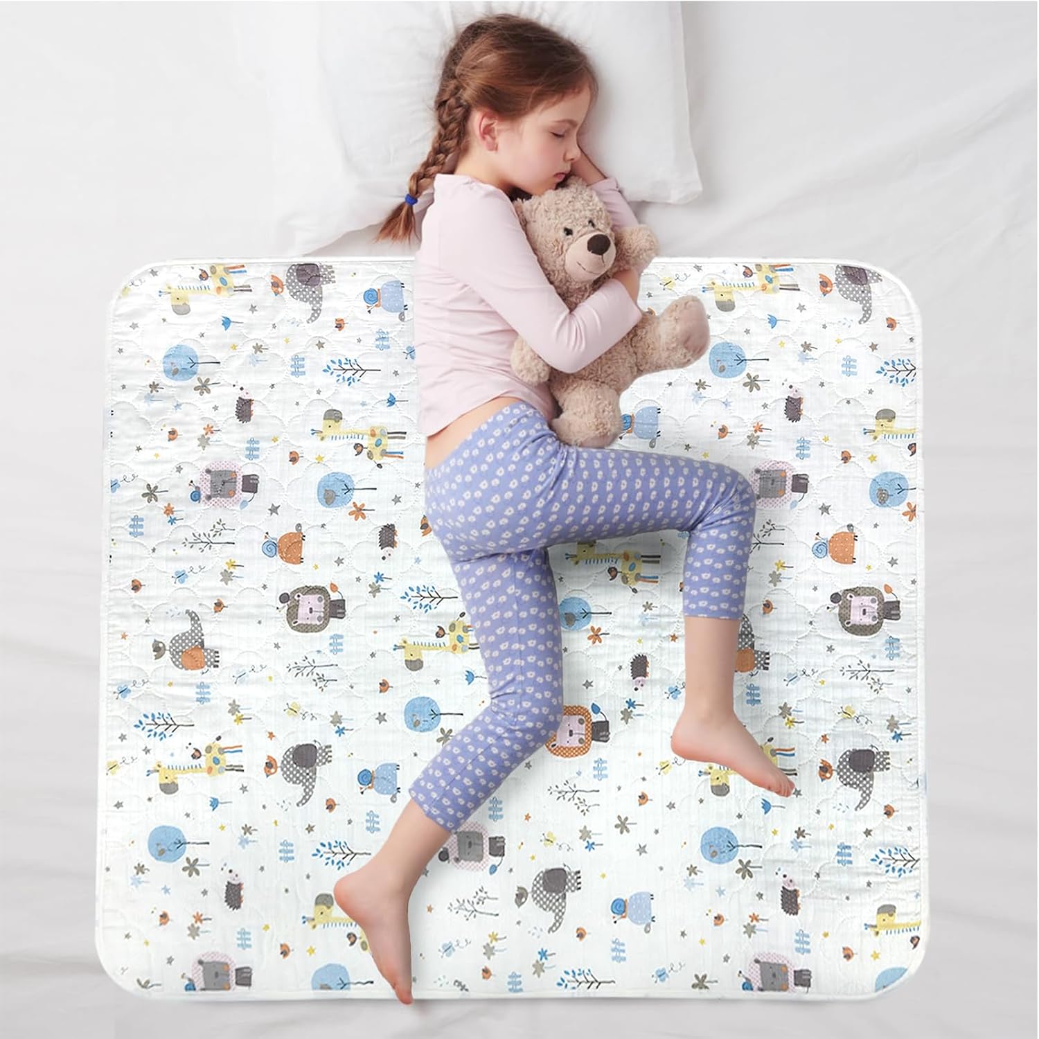 Flow fire Washable Potty Training Bed Pad, 90x70cm Waterproof Bed