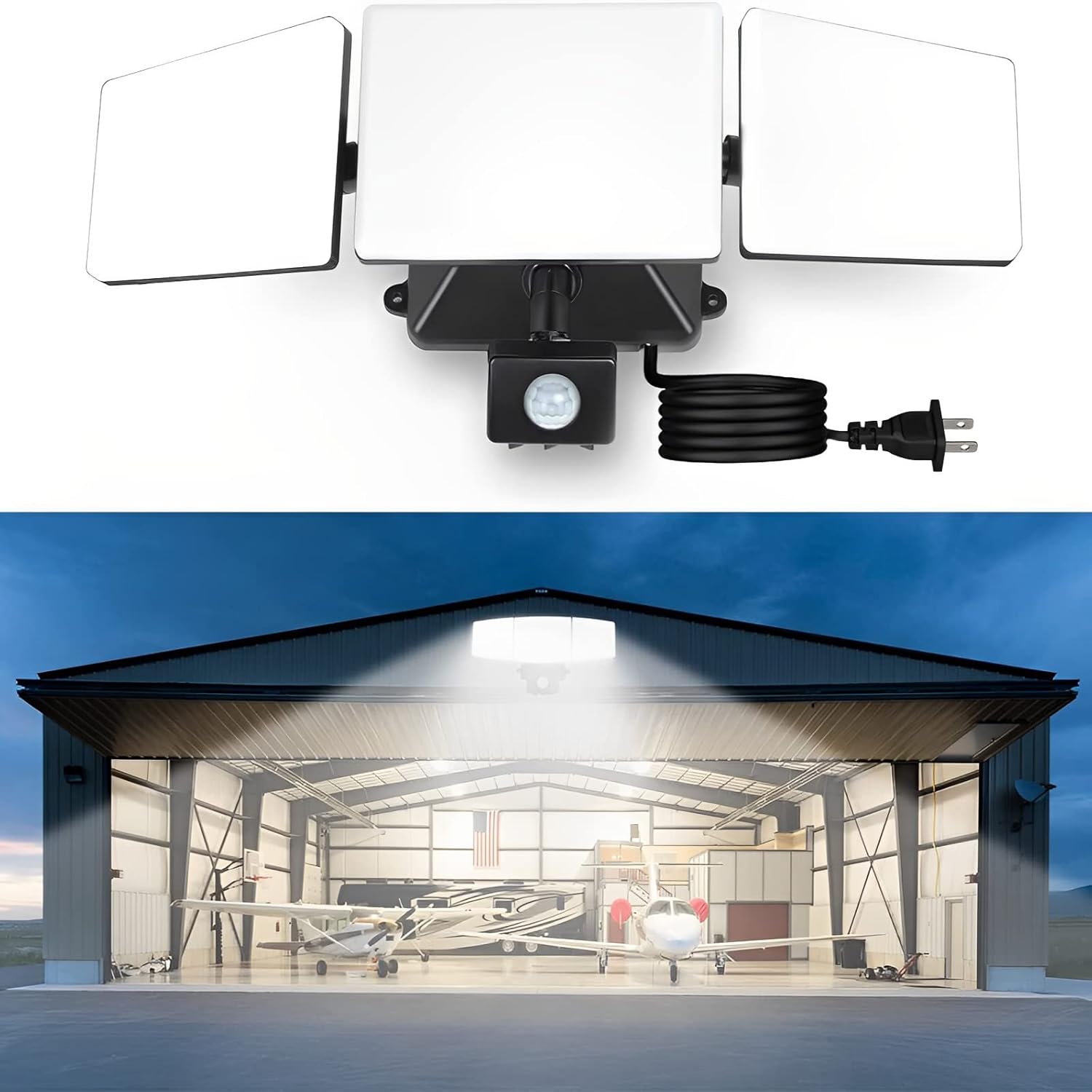 DLLT Plug in Motion Sensor Light Outdoor, 20W and 35W Motion Led Security Lights, IP65