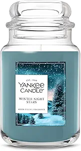 Yankee Candle Large Jar Scented Candle with up to 150 Hour Burn Time, Premium Plant Wax Blend for Consistent Burn, 22 oz Jar Candle with Room Filling Fragrance, Winter Night Stars