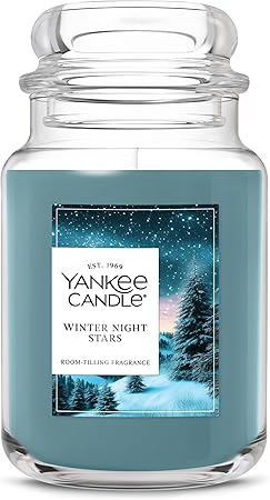 Yankee Candle Large Jar Scented Candle with up to 150 Hour Burn Time, Premium Plant Wax Blend for Consistent Burn, 22 oz Jar Candle with Room Filling Fragrance, Winter Night Stars
