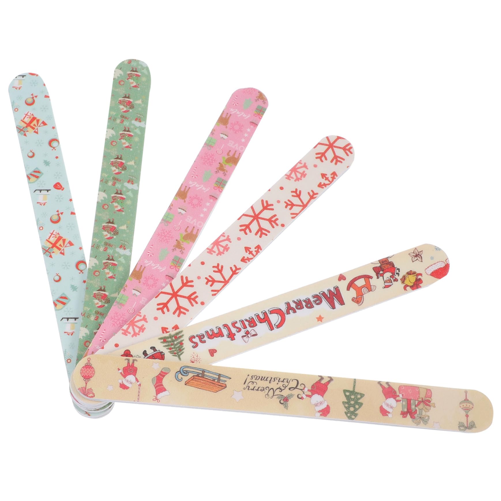 Healvian 5 Sets Nagelfeilen-set mit Weihnachtsmotiv Doppelseitiger Fingernagelfeilenblock Maniküre-puffer für Die Feiertagspflege Stück * 5