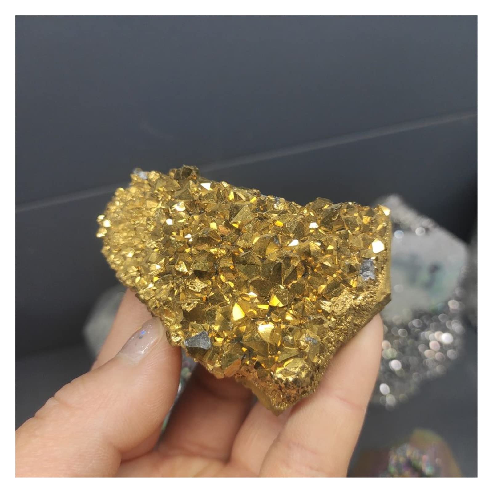 1 pièces matériaux de bricolage naturels faisant galvanoplastie or pierres précieuses brutes cristal cluster titane géode cadeaux spécimens décoration pierres décoratives en cristal collecte à domicil