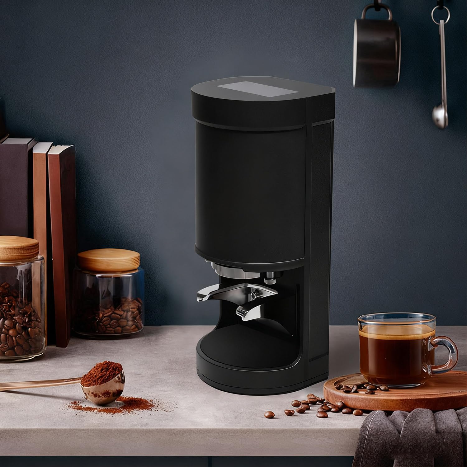 Pressa dinamometrica in acciaio inox con base di pressatura per casa e caffetteria, 58 mm