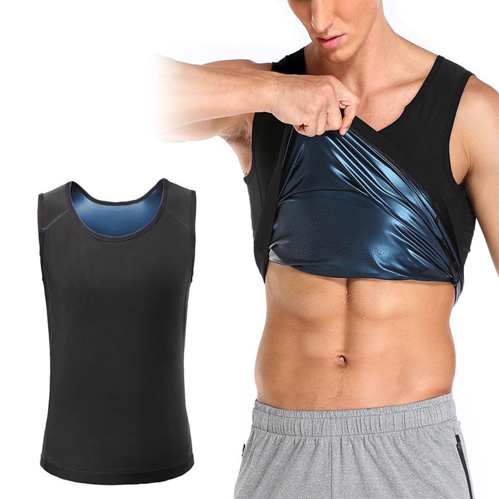 S-4XL Uomo Cerniera Dimagrante Gilet Body Shaper Addome In - Foto 4