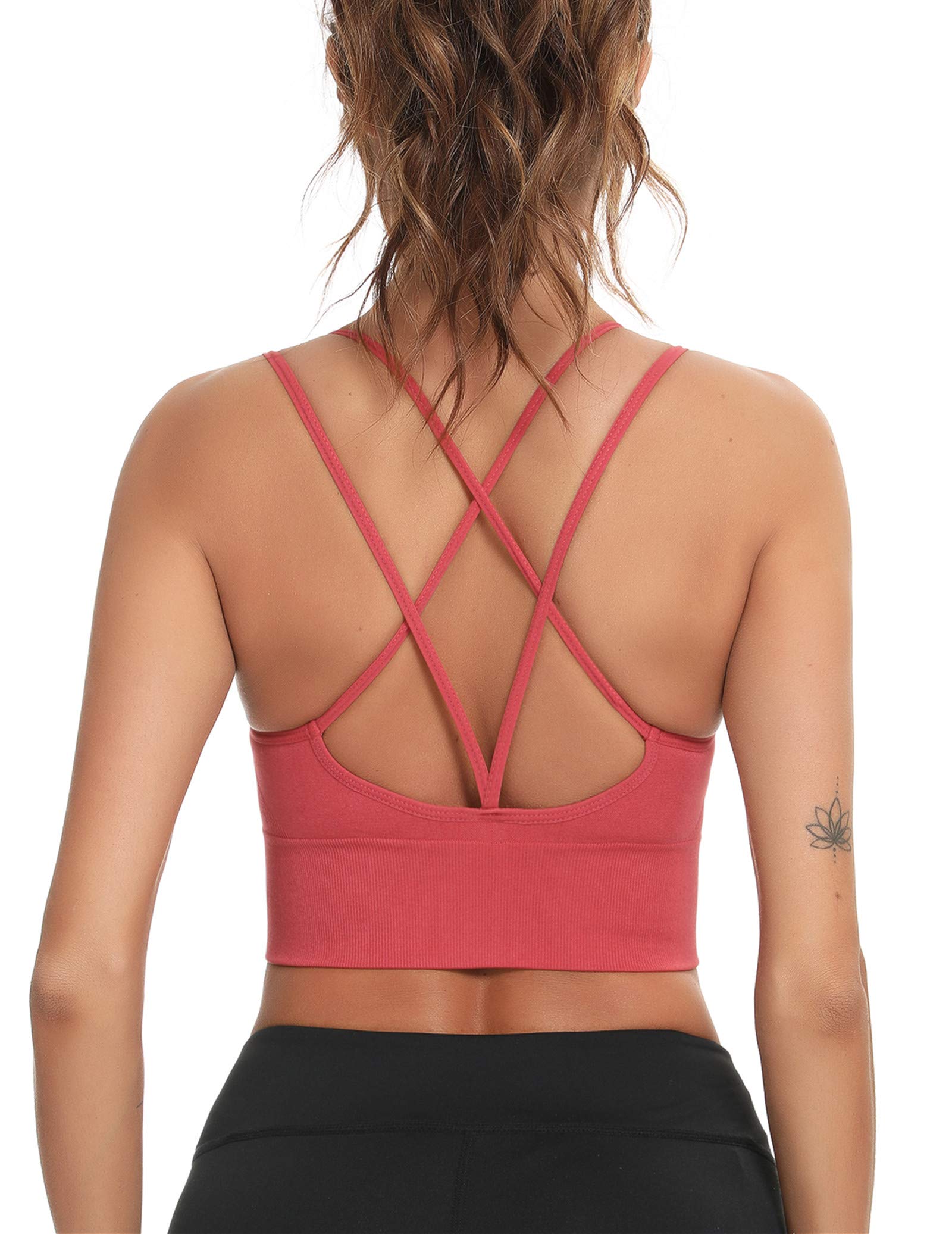 Reggiseni Senza Ferretto con Imbottito Rimovibili Sport Bra Reggiseni Sportivi Yoga Bra Jogging Intimo Schiena Scoperta Incrociati Sexy
