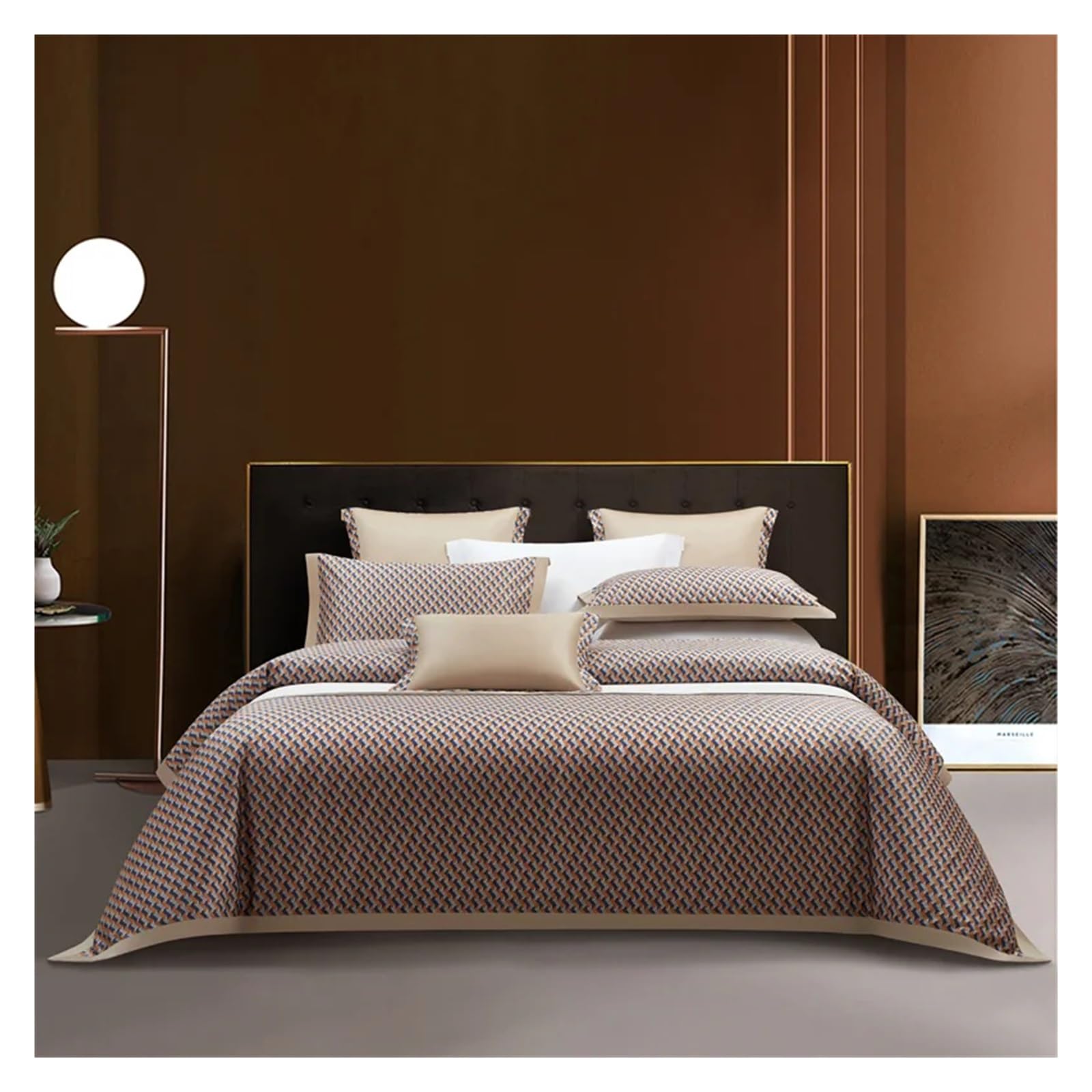 Sbcgfy E Bed Four Pieces Set, 1000Tc Gyptian Cotton Bedding Sets Duvet Cover Fitted Sheet Lastic Linen Pillowcas 4Pcs,-Fitted Bed Sheet-Queen 4Pcs