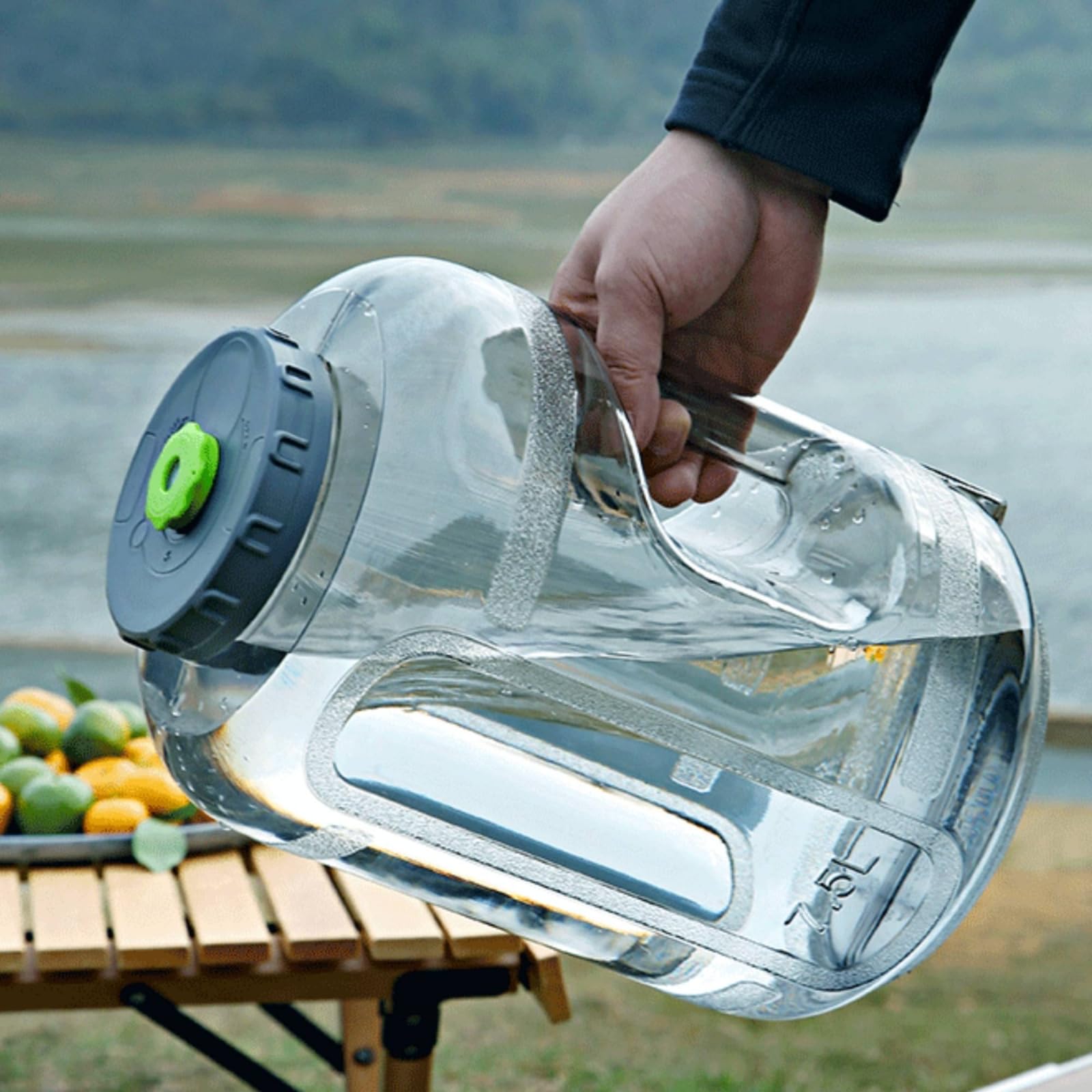 Gralara Bonbonne D'eau avec Robinet Alimentaire Réservoir D'eau avec Couvercle à Vis Robuste Bonbonne Poignée pour Cuisine, 7.5L