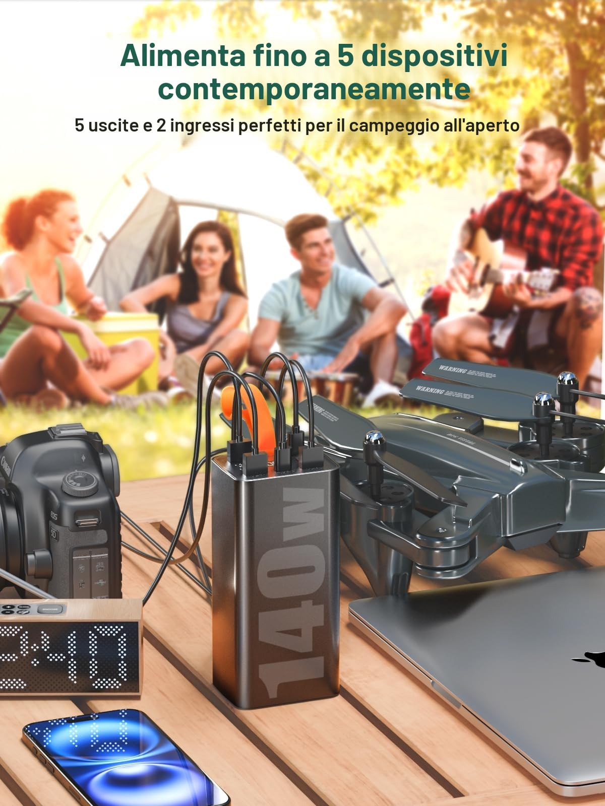 Power Bank 50000mAh 140W, Batteria Esterna Ricarica Rapida PD 3.1 & QC 4.0, Caricabatterie Portatile USB C 4 Porte con Display LED, per PC Portatile, MacBook, Smartphone, Tablet (Nero)