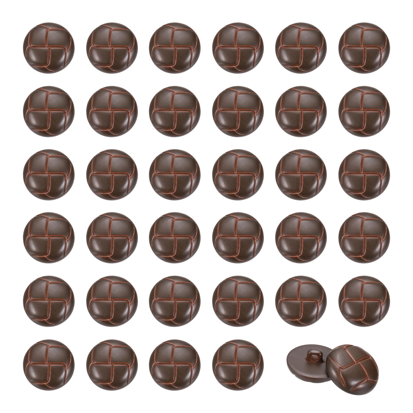 sourcing map 50Pcs Imitation Leather Style Shank Buttons, 25mm/0.98inch Plastic Round Sewing Button for DIY Coats Suits Dress Skirts Jackets Clothing Embellishment, Brown