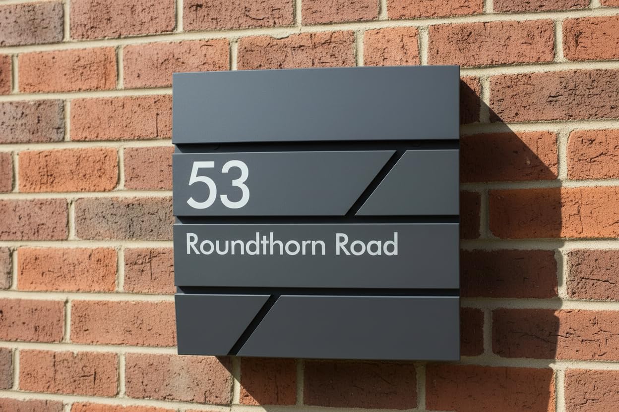 Personalised Engraved Letterbox Wall Mounted Lockable Steel Postbox – Custom House Name, Number or Address – Weatherproof Outdoor Mailbox – Black – Made in UK Housewarming Gift Design 2