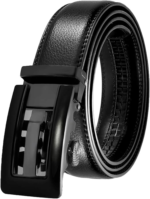 Men's leather Slide Ratchet Belt Casual with Automatic Buckle For Men Dress Pant Shirt Micro Adjustable