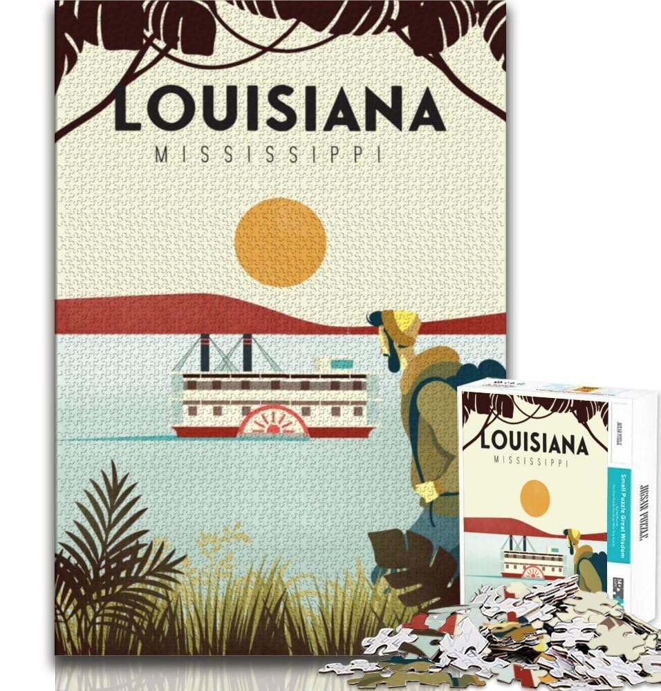 Louisiana Jigsaw Puzzles for Adults 1000 Piece Puzzle,Family Game Stress Reliever Difficult Challenge Artists Collection,Fine Art 38x26cm