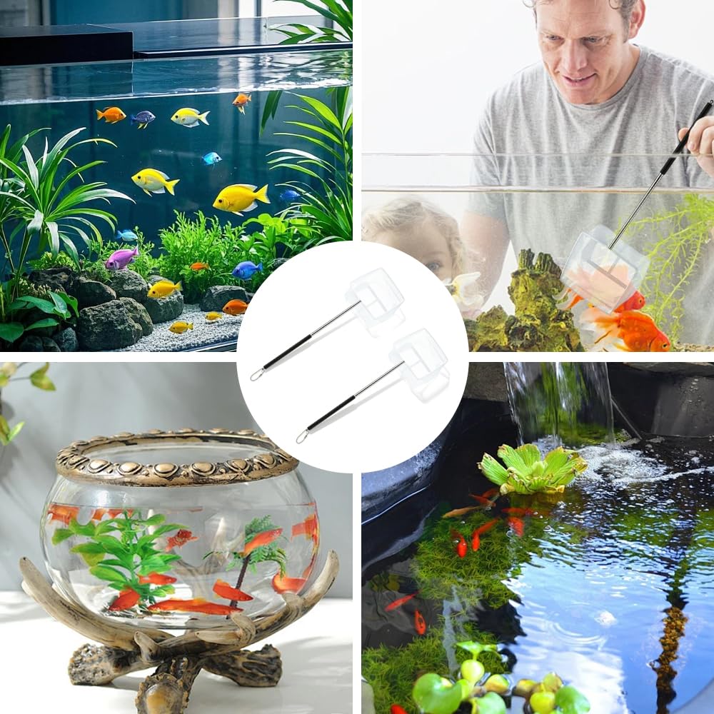 2 Pièces Epuisette Aquarium Petite,Epuisette Peche avec Poignée Extensible,HMCEY épuisette Bassin,Filet de Pêche Télescopique,Filet Papillon Enfant,Fish Net pour Petits Étangs à Koï et Piscines