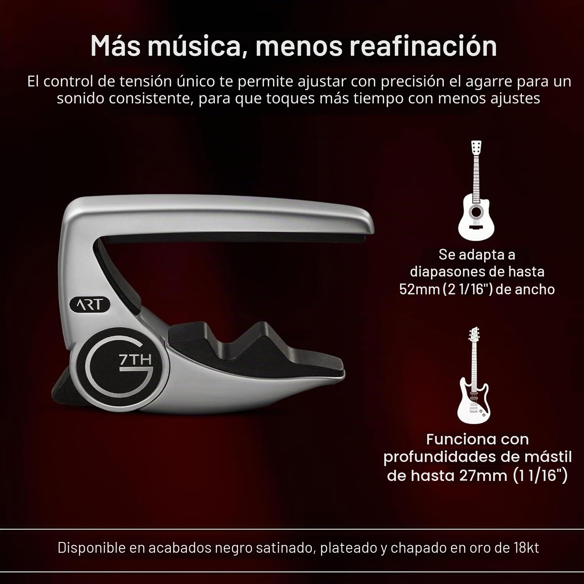 G7th Performance 3 Capo Guitarra Plata – Control de Tensión Revolucionario – Tecnología de Radio Adaptativo (ART) – El Capo de Guitarra Galardonado – Diseñado en el Reino Unido