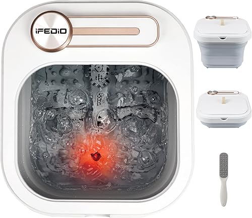 Miniatura 9 de Bañera plegable para pies con calor y masaje y chorros, spa de pies de pedicura, bañera de remojo de pies con rodillos de masaje no motorizados y