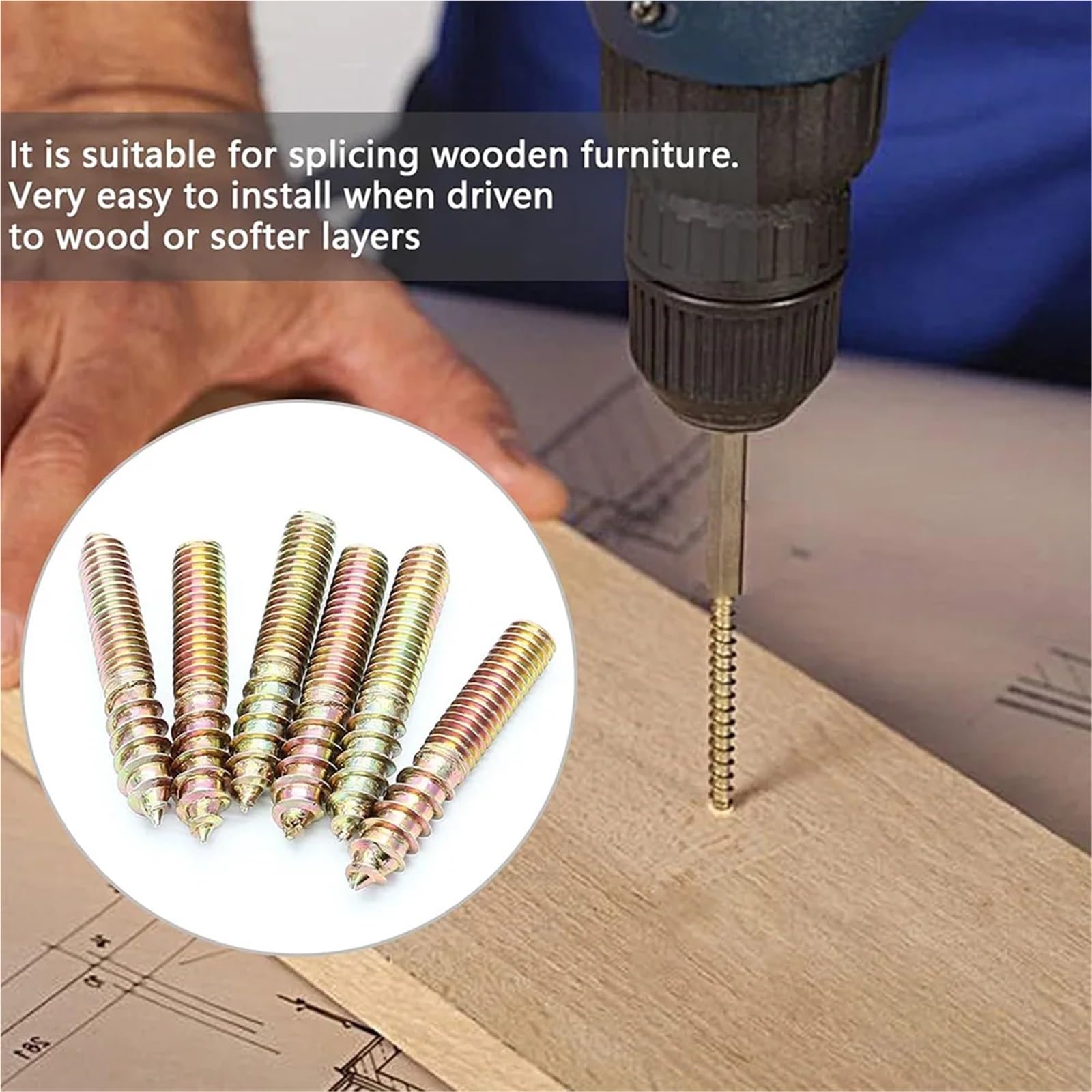 Tornillos autorroscantes de doble extremo M4 M5 M6 chapados en zinc amarillo, paquete de 30(M4x40mm)