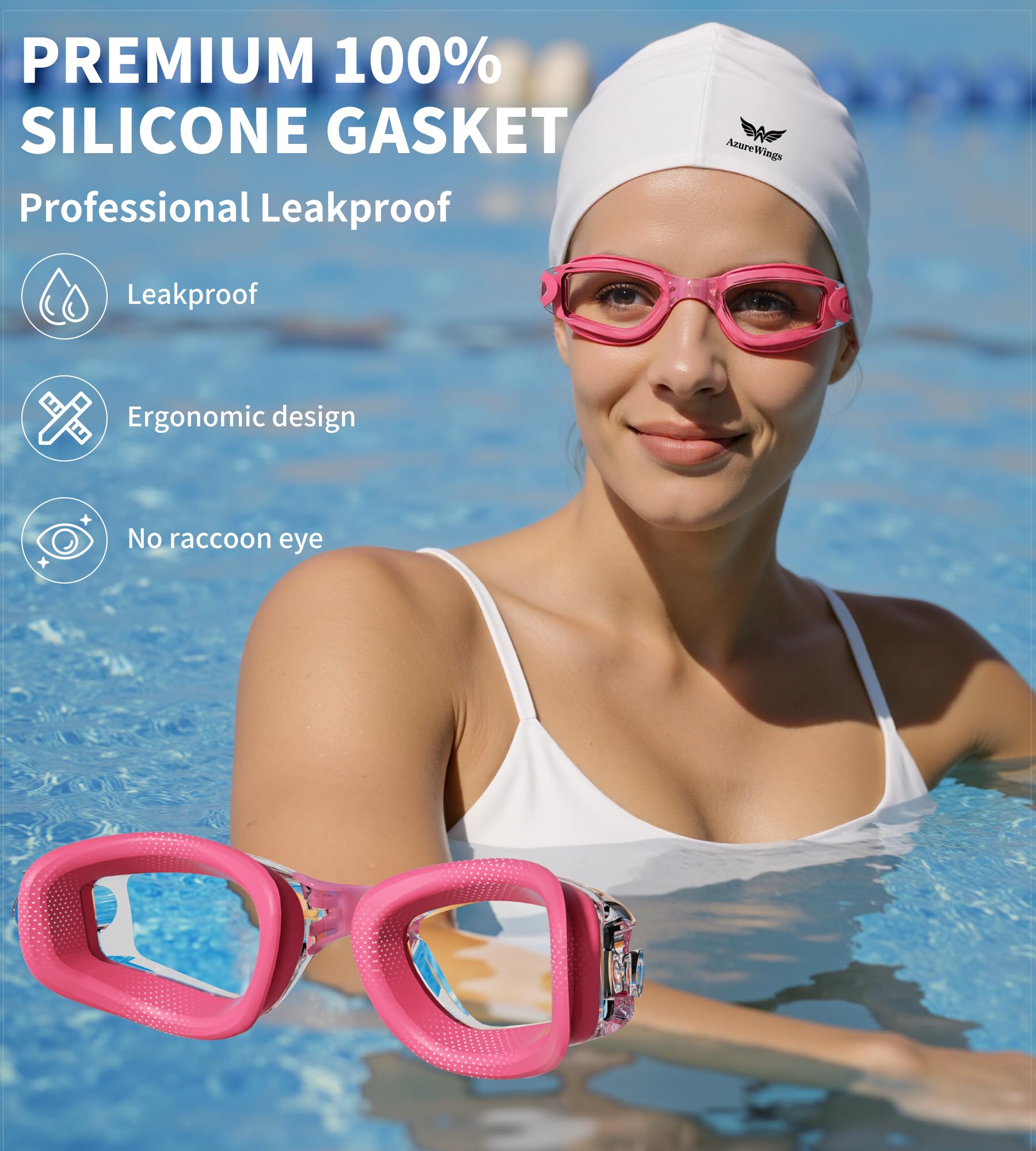 Confezione da 2 occhialini da nuoto anti perdite, anti-appannamento e UV, per adulti, uomini e donne, lenti a specchio HD, lenti a specchio in policarbonato, per acqua e piscina