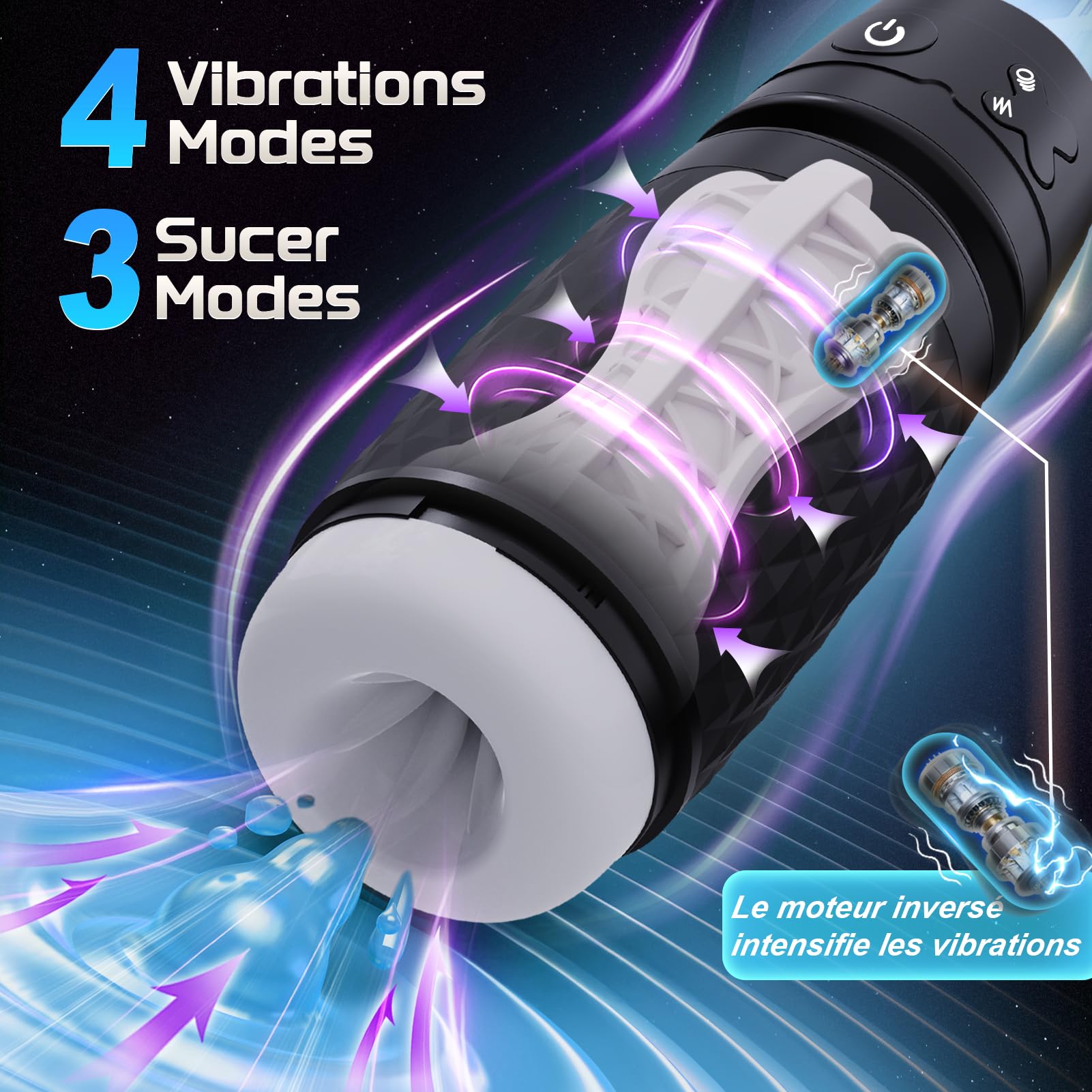 Masturbateur Électrique Pour Hommes, Jouet Sexuel Pour Hommes Avec Modes De Vibration Et De Succion, Cup Masturbateur 3D Avec Vagin Réaliste, Sexe Muschi, Masturbateur Pour Pénis, noir