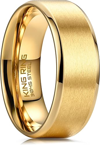 King Ring Anillo básico de 0.157in, 0.236in y 0.315in, anillo para hombre con acabado mate superpulido, adecuado como anillo de boda para hombre y