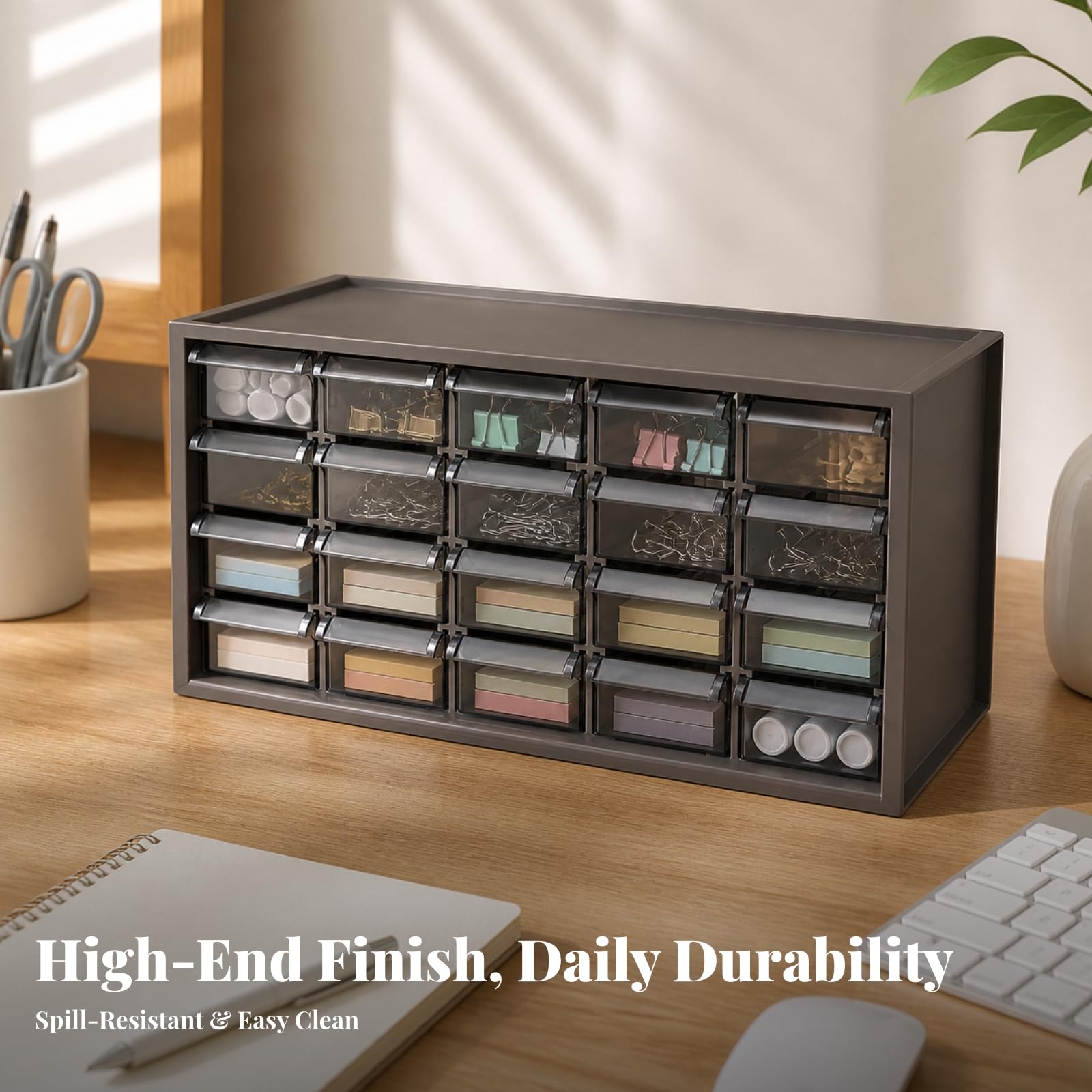 Organiseur Tiroirs Bureau | Compact, Boîte à Tiroirs, Traparent, pr Coiffeuse, Étudian, Brun