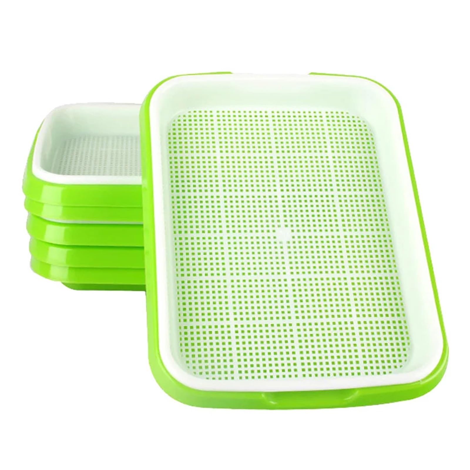 MFWHEFJ Seed Tray 1set Sprout Dish Growing Pot Hydroponic Vegetable Beans Seeding Family Courtyard Agriculture Tray Nursery With Lid Kits(Deepen)