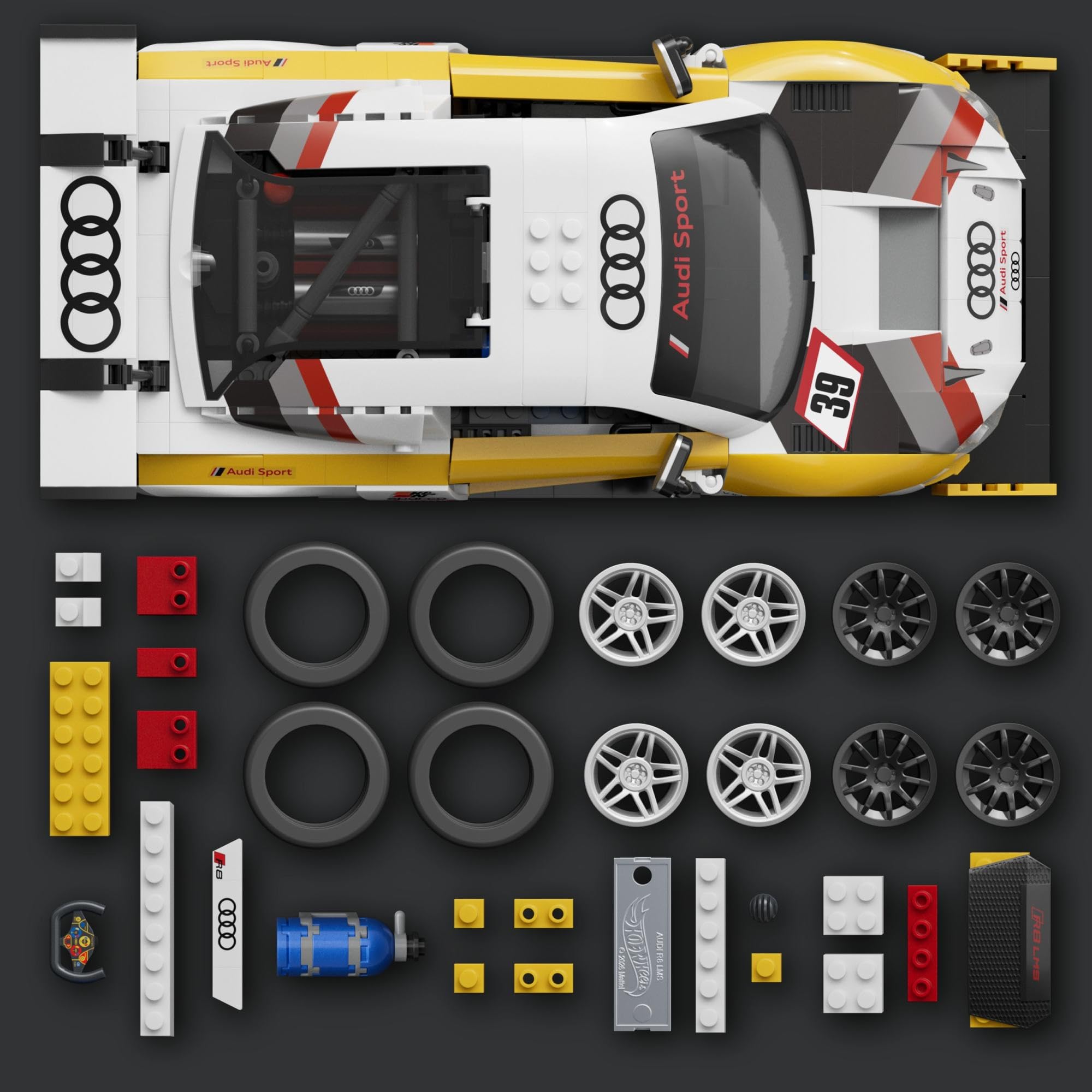 Mattel Brick Shop Hot Wheels Elite Serie, Bouwset, '15 Audi R8 LMS