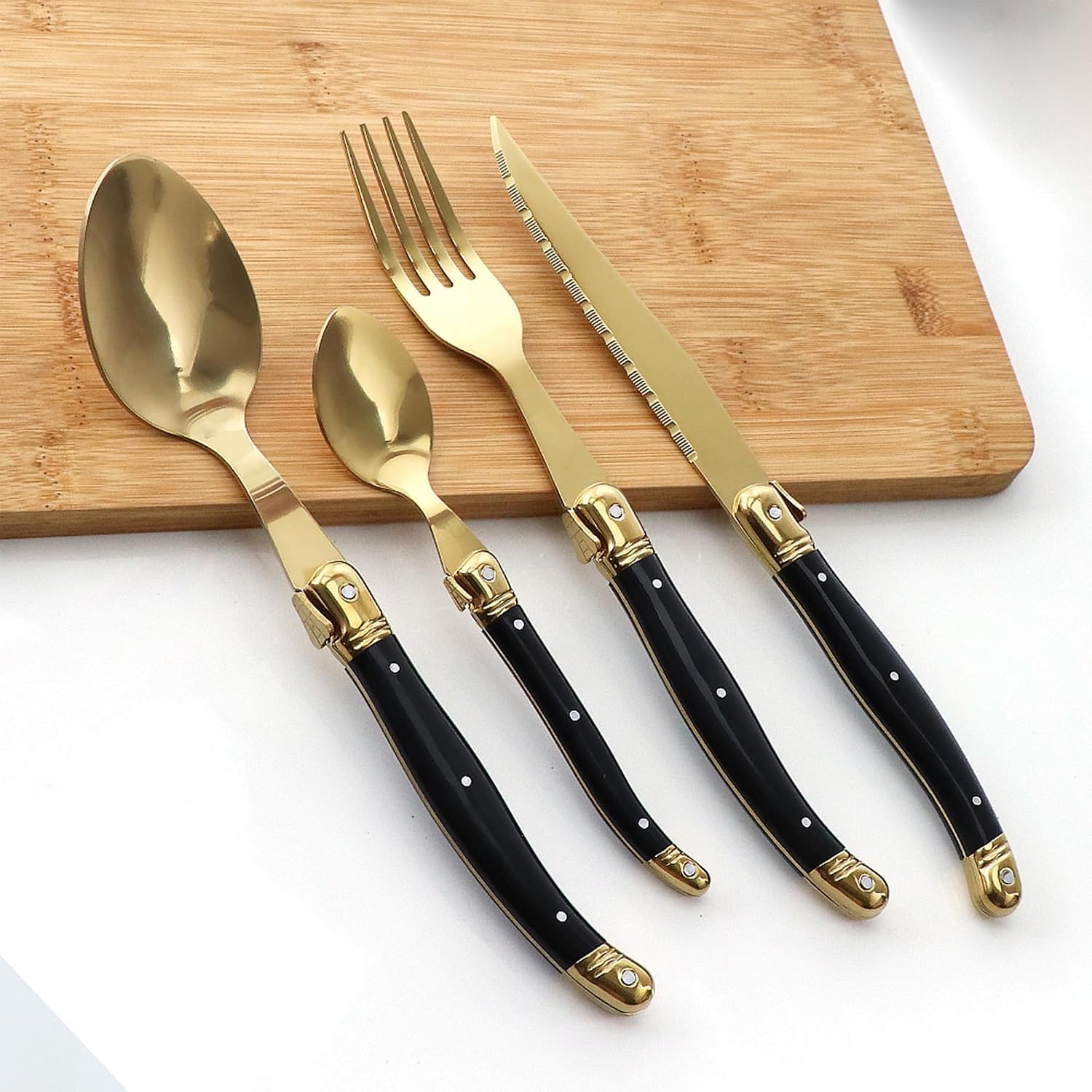 Ensemble de Couverts en Acier Inoxydable 24 pièces pour 6 Personnes : Couteaux, fourchettes et cuillères pour la Table à la Maison (48pcssetfor12)