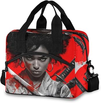 Lunch Bags Ninja Samurai Print Insulated 19 Cans Large Capacity Cooler Box with Detachable Strap 11.47.19.5 in